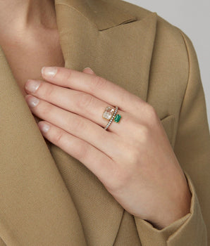Emerald Cut Pyrope Ring Rings - Moritz Glik diamonds Kaleidoscope Colors Core