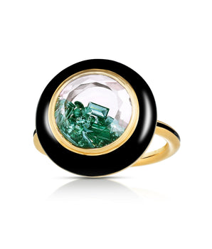 Emerald Donut Enamel Ring Rings - Moritz Glik Enamel emeralds