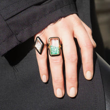 Load image into Gallery viewer, Enamel Cocktail Ring Emerald Rings - Moritz Glik Enamel emeralds
