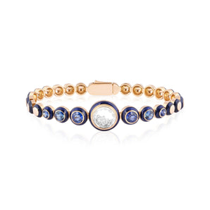 Enamel Tennis Bracelet Blue Bracelets - Moritz Glik Enamel fall edit diamonds