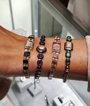Enamel Tennis Bracelet Blue Bracelets - Moritz Glik Enamel fall edit diamonds