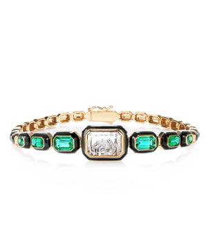 Enamel Tennis Bracelet Emerald Bracelets - Moritz Glik emeralds Enamel diamonds