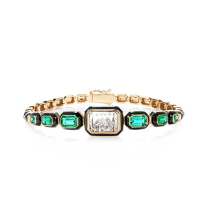 Enamel Tennis Bracelet Emerald Bracelets - Moritz Glik emeralds Enamel diamonds