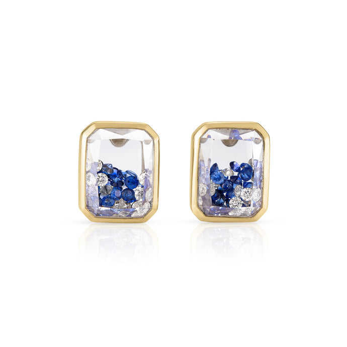Esmeralda Shaker Studs Blue Earrings - Moritz Glik Ready to Ship sapphires Mother's Day