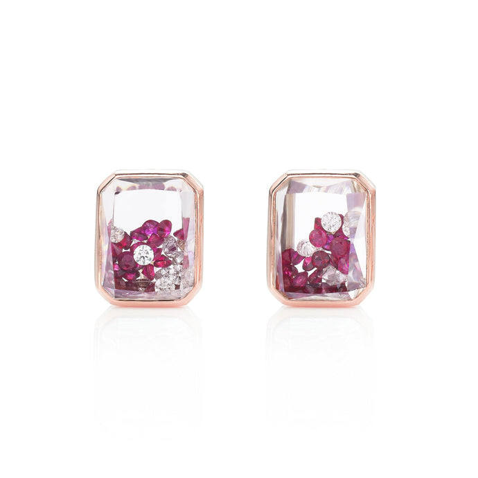 Esmeralda Shaker Studs Ruby Earrings - Moritz Glik rubies Core