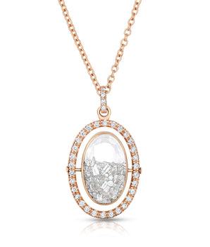 Halo Oval Shaker Necklace Necklaces - Moritz Glik diamonds Core