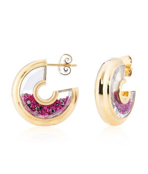 Letra 18 Earrings Black & Ruby Earrings - Moritz Glik Hoops Roda black diamond