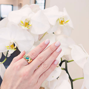 Maroto Cigar Band Emerald Rings - Moritz Glik Elos emeralds Cigar Band