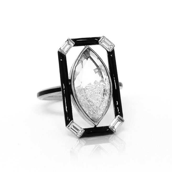 Marquise Enamel Shaker Ring Ring - Moritz Glik Enamel Muda diamonds