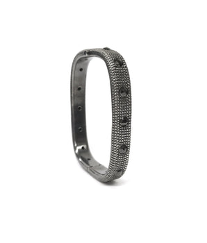 Men's Sterling Silver and Black Diamond Bangle Bracelets - Moritz Glik flash sale mixed metals Black Friday