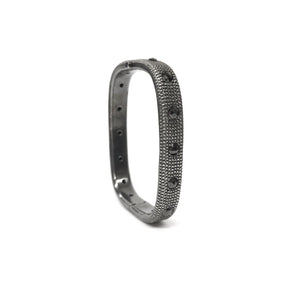 Men's Sterling Silver and Black Diamond Bangle Bracelets - Moritz Glik flash sale mixed metals Black Friday