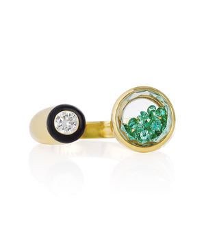 Orbita Enamel Ring Emerald Rings - Moritz Glik emeralds Enamel Apura