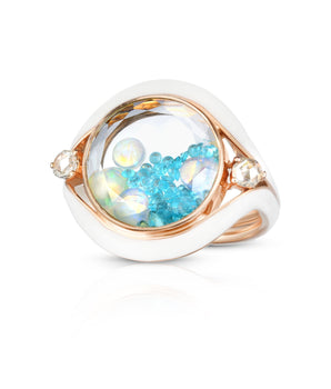 Paraiba Evil Eye Shaker Ring Rings - Moritz Glik Paraiba Paraibas Enamel