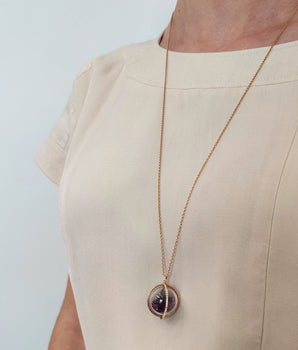 Purple Garnet Globe Pendant Necklace - Moritz Glik Kaleidoscope Colors Muda Core