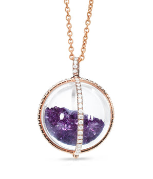 Purple Garnet Globe Pendant Necklace - Moritz Glik Kaleidoscope Colors Muda Core