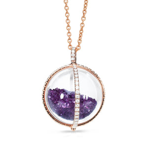 Purple Garnet Globe Pendant Necklace - Moritz Glik Kaleidoscope Colors Muda Core