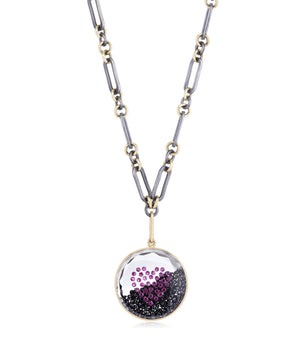Rock'n Heart Necklace Necklaces - Moritz Glik Heart rubies black diamond