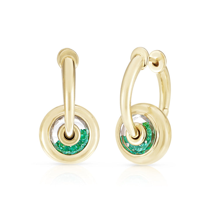 Roda 9 Huggies Emerald Earrings - Moritz Glik Roda emeralds