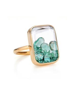 Ten Fourteen Emerald Rose Cut Rings - Moritz Glik Core emeralds Colors