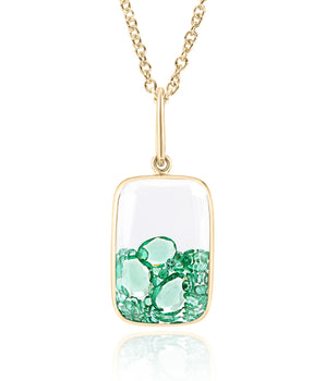 Ten Fourteen Shaker Pendant Rose-Cut Emerald Necklace - Moritz Glik emeralds Ready to Ship Core