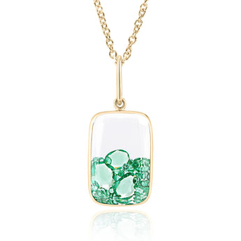 Ten Fourteen Shaker Pendant Rose-Cut Emerald Necklace - Moritz Glik emeralds Ready to Ship Core