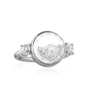 Three Stone Shaker Ring Round Rings - Moritz Glik Core diamonds Alternative Bridal