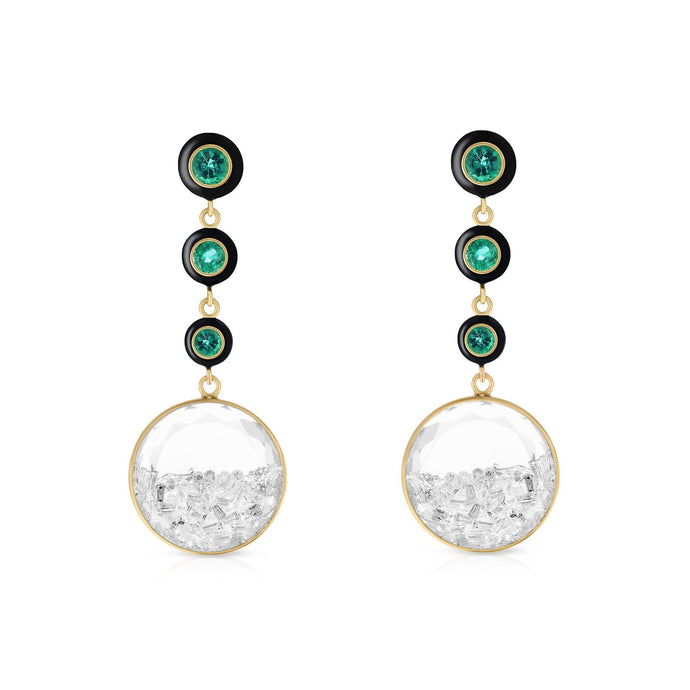 Triple Drop Emerald Earrings Earrings - Moritz Glik diamonds emeralds Apollo