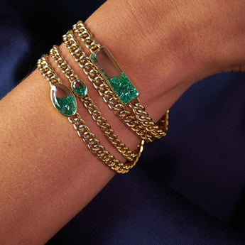 Unidinho Emerald Bracelet Bracelets - Moritz Glik Curb Chain emeralds Apura