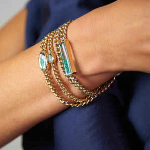 Unidinho Emerald Bracelet Bracelets - Moritz Glik Curb Chain emeralds Apura