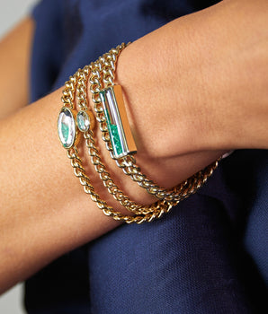 Unido Double Wrap Bracelet Bracelets - Moritz Glik Curb Chain emeralds Apura