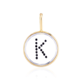 Vitrô Diamond Initial Charm - Medium Necklaces - Moritz Glik Charms Customize Yours black diamond