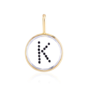 Vitrô Diamond Initial Charm - Medium Necklaces - Moritz Glik Charms Customize Yours black diamond