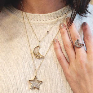 Yellow Crescent Shaker Necklace Necklaces - Moritz Glik Celestial diamonds Apollo