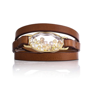 Yellow Diamond Leather Bracelet Bracelets - Moritz Glik Leather Yellow Rose Cut diamonds
