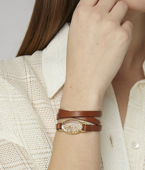 Yellow Diamond Leather Bracelet Bracelets - Moritz Glik Leather Yellow Rose Cut diamonds
